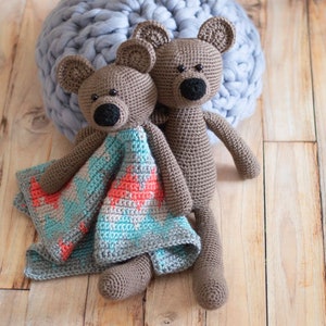 CROCHET PATTERN BUNDLE: Poca the Bear Lovey  + Poca the Bear Teddy Bear Stuffy  (Crochet Pattern Download)