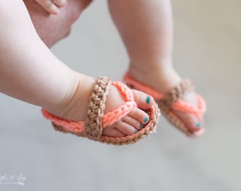 Crochet PATTERN Baby Strap Flip Flops Pdf DOWNLOAD