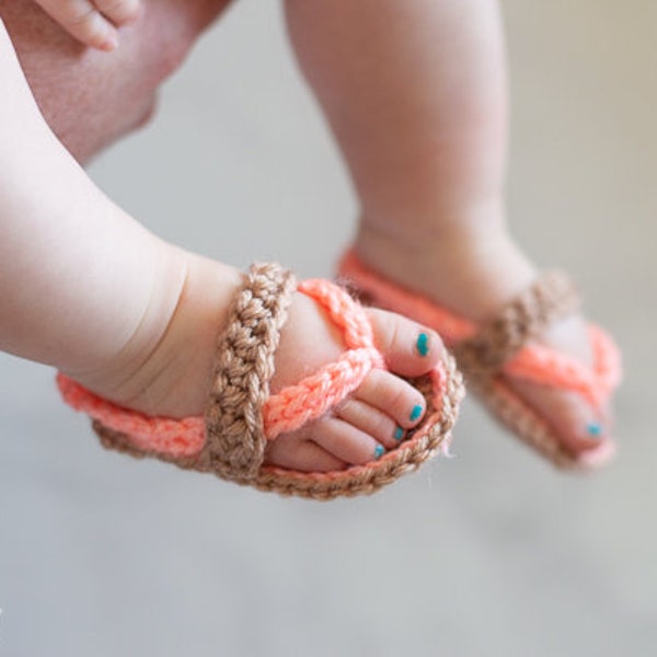 Crochet PATTERN Baby Strap Flip Flops Pdf DOWNLOAD