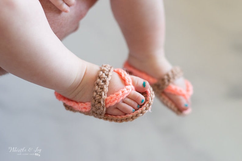 Crochet PATTERN Baby Strap Flip Flops Pdf DOWNLOAD image 1