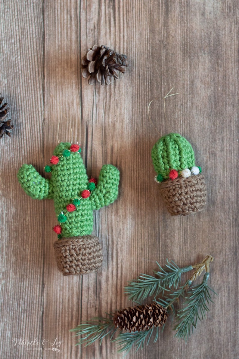 CROCHET PATTERN: Cactus Ornament Holiday Christmas Ornament Pattern Instant DOWNLOAD image 5
