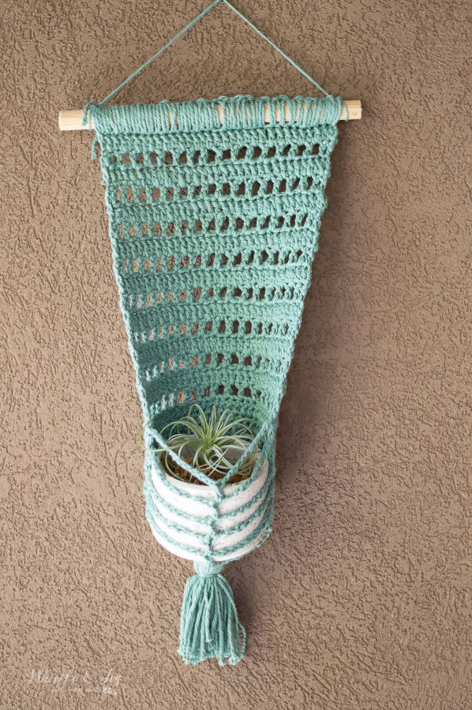 Crochet PATTERN Faux Macrame Crochet Wall Hanging Planter Etsy