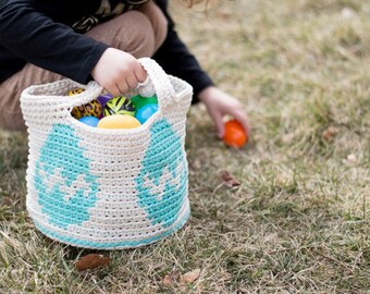 Crochet PATTERN: Crochet Easter Egg Basket  - Easter egg hunt basket - Digital DOWNLOAD