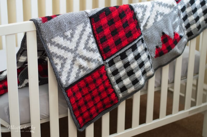 CROCHET PATTERN Buffalo Plaid Patchwork Blanket PDF Download Etsy