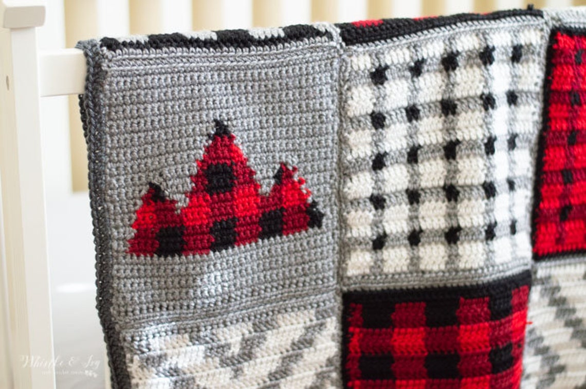 CROCHET PATTERN Buffalo Plaid Patchwork Blanket PDF Download Etsy