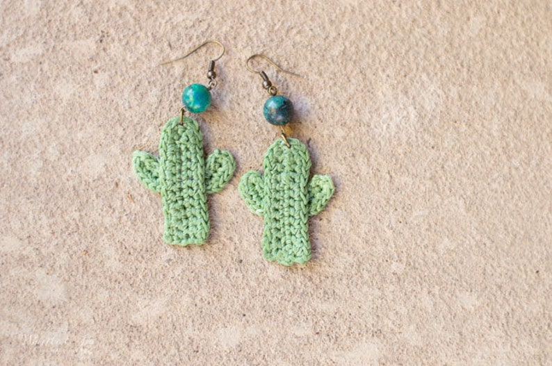 CROCHET PATTERN: Crochet Cactus Earrings PDF Instant image 2