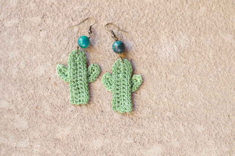 CROCHET PATTERN: Crochet Cactus Earrings   PDF Instant image 2