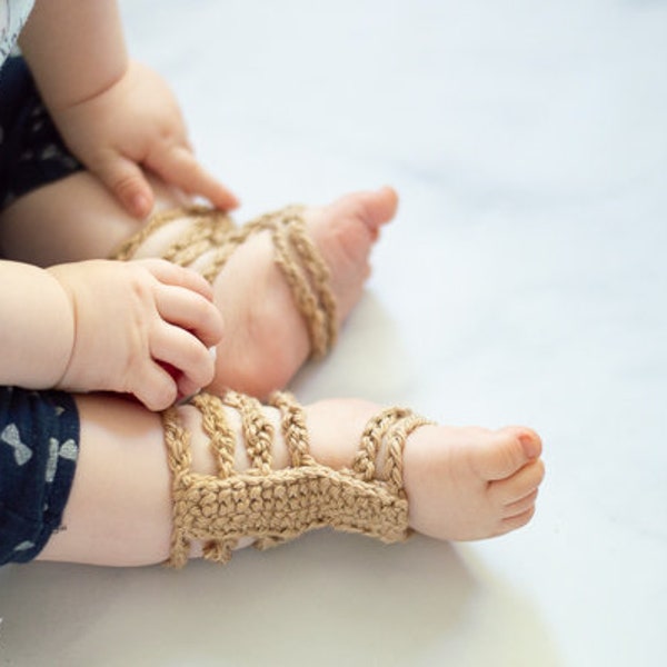 Crochet Pattern: Baby Barefoot Sandals Gladiator Style (2 styles included!) PDF DOWNLOAD