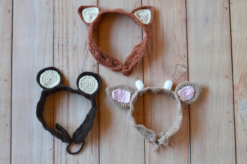 CROCHET PATTERN: Woodland Animal Ears Crochet Headbands Pdf DOWNLOAD image 3