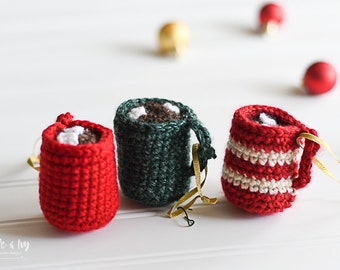 CROCHET PATTERN: Crochet Hot Cocoa Mug Christmas Tree Ornament - (PDF Download Pattern)