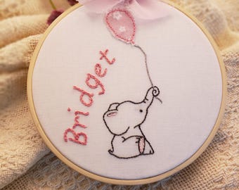 Hand embroidered elephant wall decor