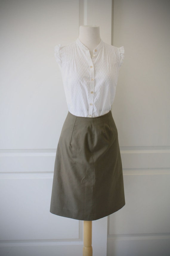 60s Miss Pat Koratron olive green skirt