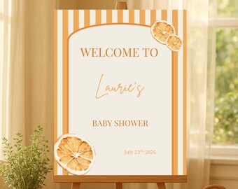 Little Cutie Baby Shower Welcome Sign: Citrus Theme (16x20, Digital Download)