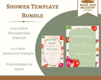 Farmers Market Baby Shower Invitation & Welcome Sign (Printable Template)