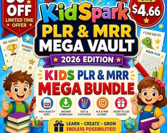 Kids Activity PLR MRR Mega Bundle, Printables, Worksheets, Coloring Pages (Digital Download)