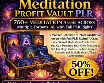 Meditation Assets Vault – 760+ Guided Audios, Videos, Quotes PLR (Digital Download)