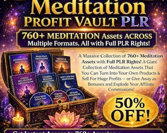 瞑想アセット保管庫 – 760以上のガイド付きオーディオ、ビデオ、名言集（PLR）（デジタルダウンロード）