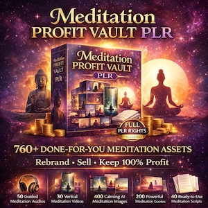 Recursos de meditación: más de 760 audios guiados, vídeos y citas (PLR) (descarga digital)