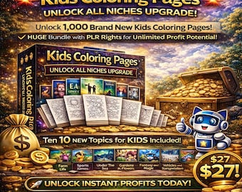 1000+ Kids Coloring Pages – 10 Niches And PLR Included (Instant Download)