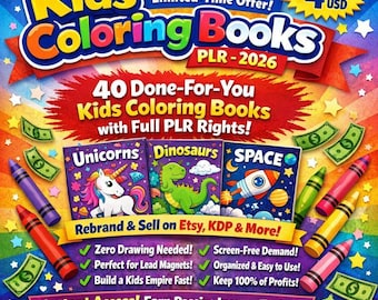 40 PLR Kids Coloring Books Bundle | Printable Pages (Instant Download)