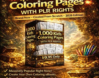 1K+ Kids Coloring Pages, PLR Rights, Create & Sell (Exclusively Crafted - 2026 Edition)