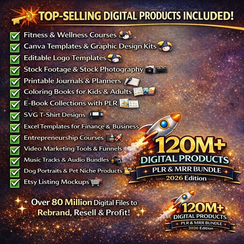 120M+ PLR MRR Digital Products Bundle | Canva Templates, Resell Rights ...