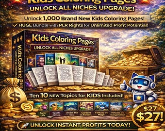 1K Kinder Malseiten - PLR inklusive und 10 Nischen (Instant Download)