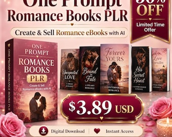Romance Ebook Generator Prompt | One Prompt Romance Books Plr | Kindle Kdp Publishing Training | Plr Digital Download Bundle