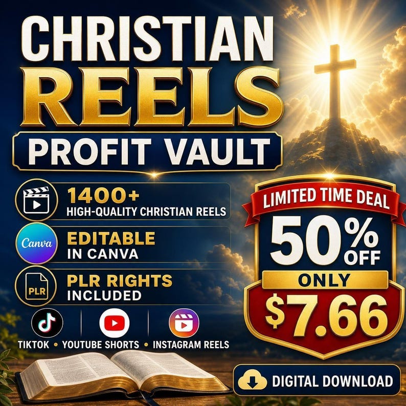 1400+ Christian Reels PLR, Canva Editable Faith Videos, Bible Quotes & Social Media Posts image 1
