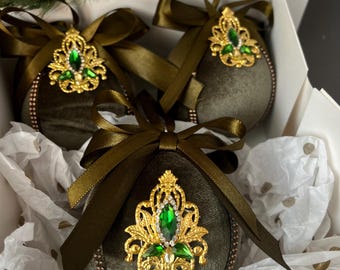Handmade Luxury Velvet Christmas Ornaments Set of 3