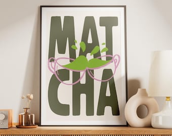 Trendy Matcha Art Print: Minimalist Cafe Decor (Digital Download