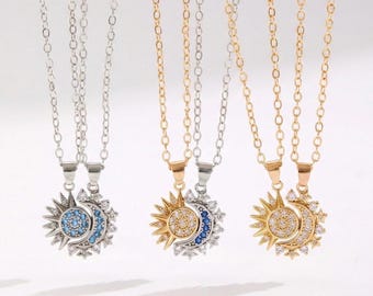 Collar magnético de sol y luna, colgantes a juego para parejas celestiales, joyería simbólica