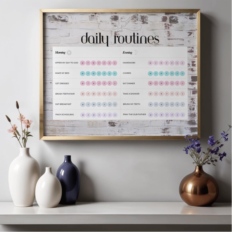 Catholic Morning Routine Printable Catholic Kids Daily Routine Chart | Morning Evening Schedule, Faith ...