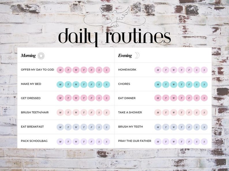 Catholic Kids Daily Routine Chart | Morning Evening Schedule, Faith ...