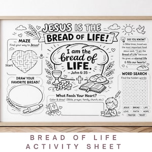 Mantel individual para colorear de la Escuela Dominical "El Pan de Vida", lección para niños, hoja de actividades imprimibles para la Iglesia Bíblica.