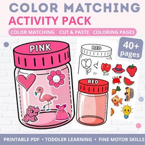 Vorschulaktivität zur Farbzuordnung für Kinder: Malvorlagen für Kleinkinder, Montessori-Materialien, interaktives Material, Homeschooling-Lehrplan