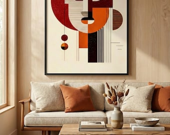 Afrohemian Abstract Face Art – Modern African Boho Wall Art in Earth Tones, Geometric Portrait Print