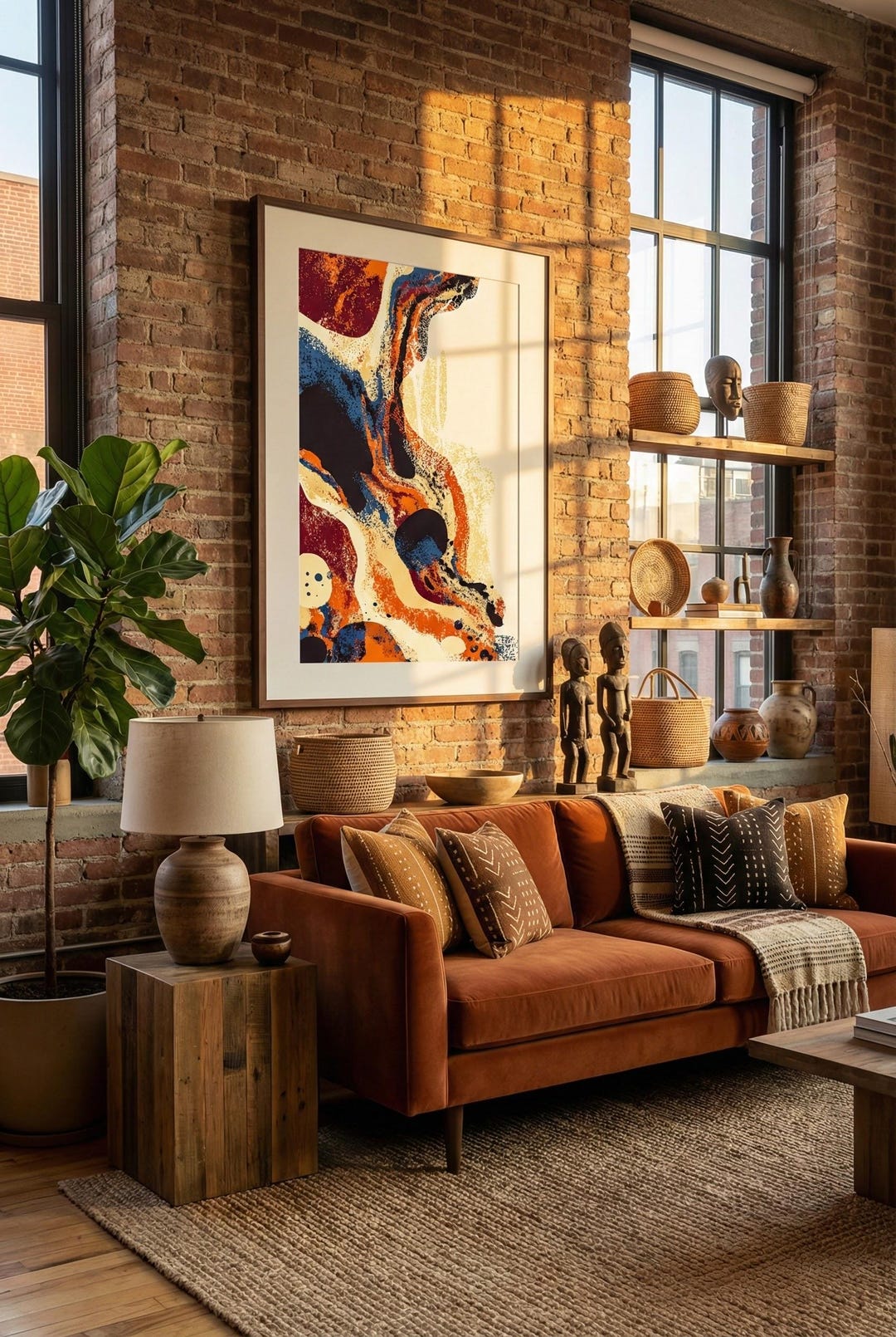 Modern Abstract Wall Art Print in Warm Earth Tones — Contemporary Home ...