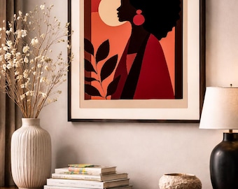 Sunset Grace – Modern Afrocentric Silhouette Wall Art Print