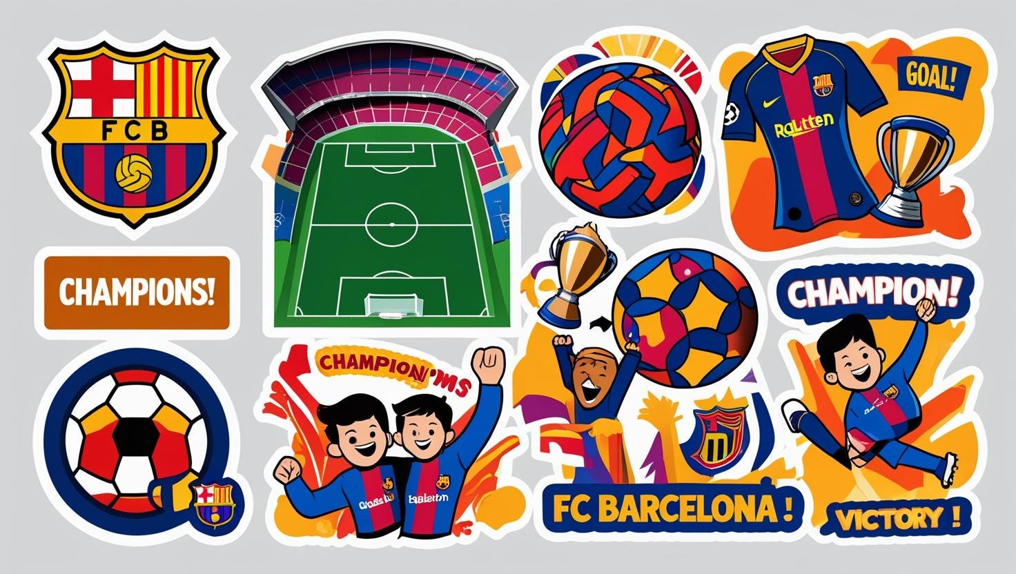 FC Barcelona Sticker Pack | Colorful Digital Art Stickers