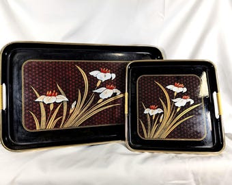 Vintage Toyo Japanese Lacquerware Trays - Set of 2