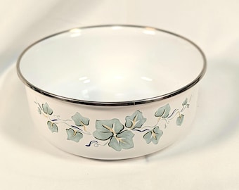 Vintage Ivy Enamelware Mixing Bowl