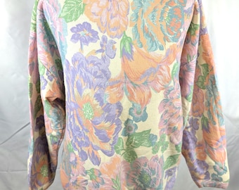 Vintage 80s Floral Pastel Watercolor Sweatshirt