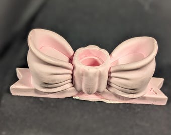 Vintage Porcelain Pink Bow Candleholder
