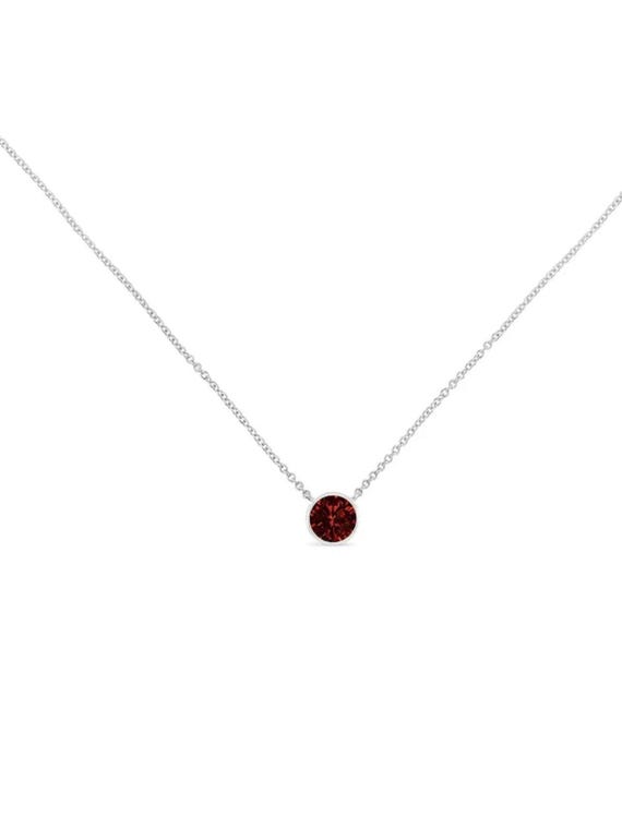 Dainty .24ct Lab-Created Ruby Solitaire Necklace … - image 3