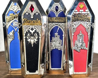 Rare Vintage Franklin Mint Universal Monsters Coffin Pocket Knives Set of 4