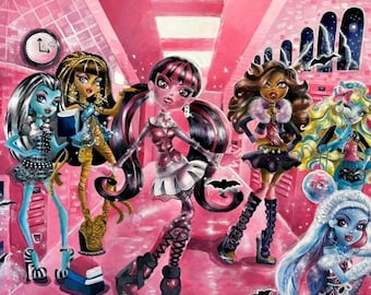 Gothic Glam Print | Pink Fantasy Scene | Fashion Doll Inspired Wall Art