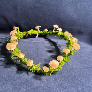 Woodland Fairy Mushroom Crown, Nature Moss Headpiece, Cottagecore Festival Halo, Enchanted Forest Cosplay Hair Accessory
