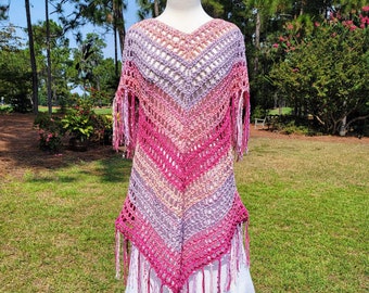 Crochet Dress with Kerchief Sleeves, V-neck Dress, Crochet Tunic, Bohemian Dress with fringe, Swim Suit Coverup, Party Dress, Hippie Dress