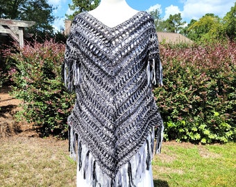 MADE TO ORDER Crochet Dress with Kerchief Sleeves, V-neck Dress, Crochet Tunic, Bohemian Dress, Summer Tunic, Fringed Dress, Cover Up